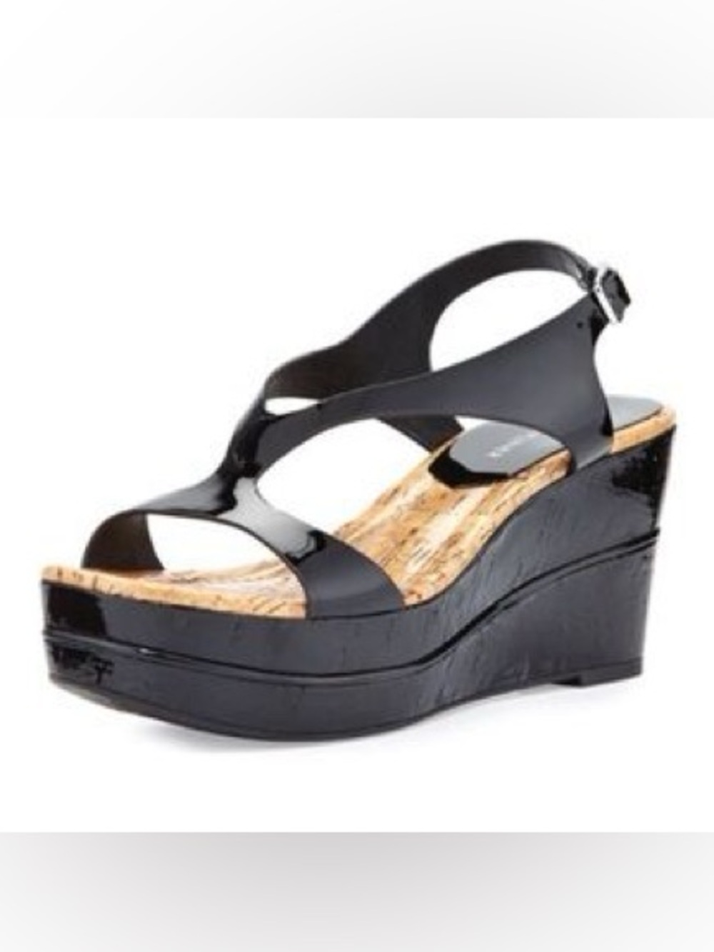 Donald J. Pliner Black Patent Cork Platform Sandals - Size 10